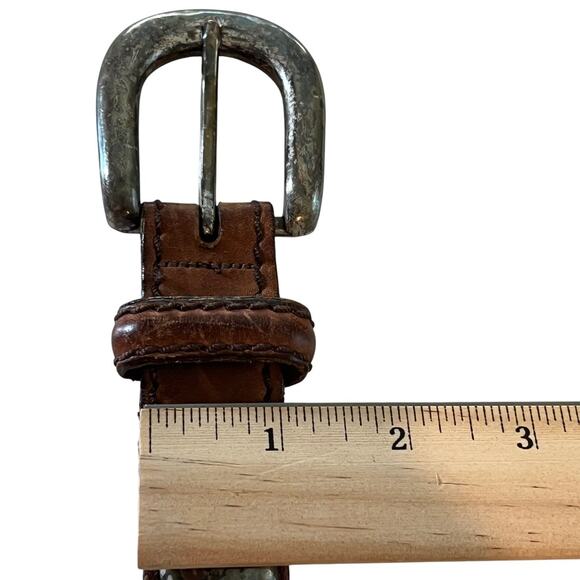 Vintage Leather Concho Belt Brown Silver Oval Discs Size 36 Western - Picture 6 of 9